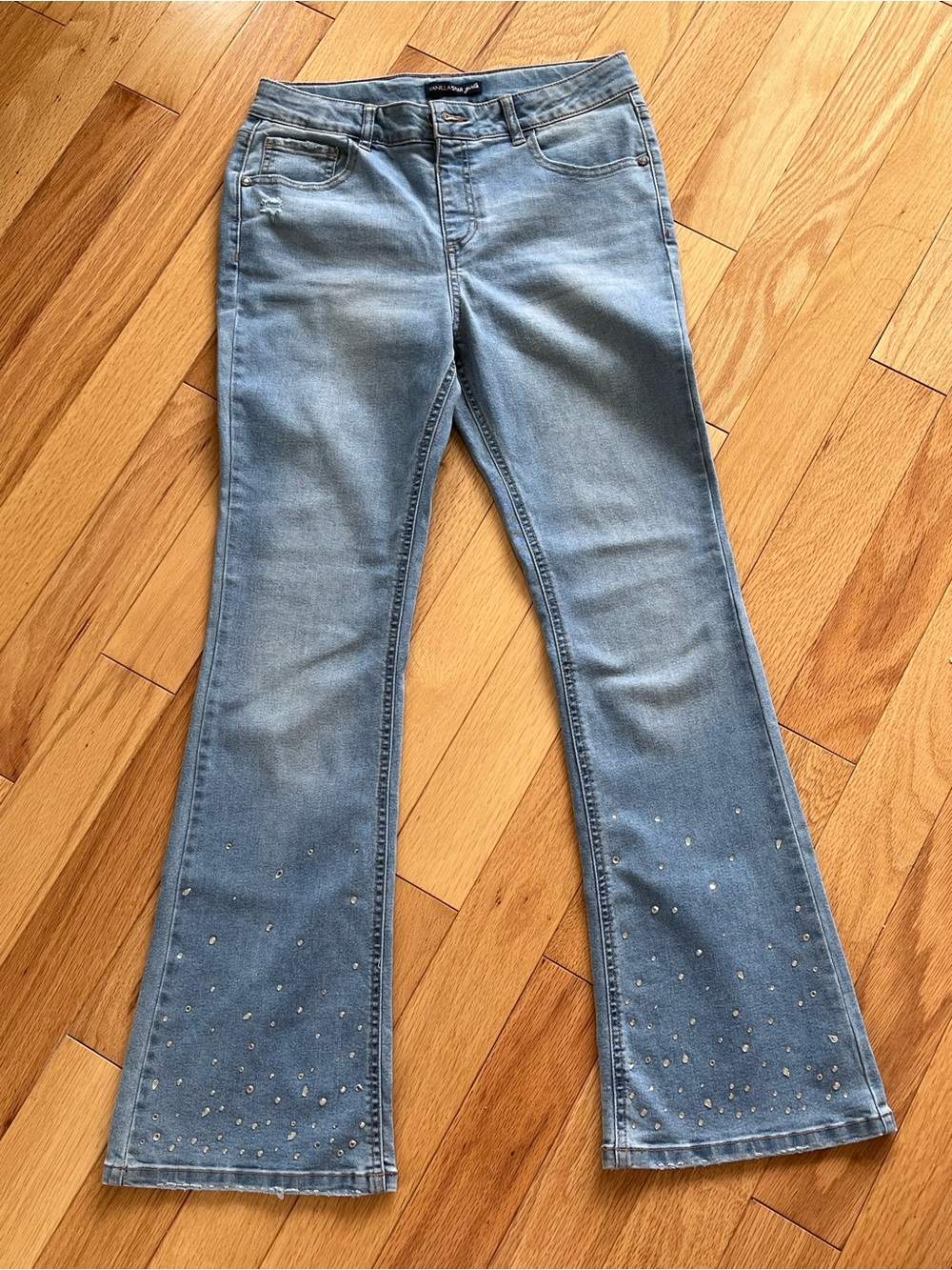 Vanilla Star Light Blue Embellished Flared Jeans girls